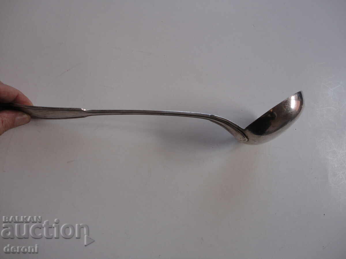 Large silver-plated ladle, marked - 7