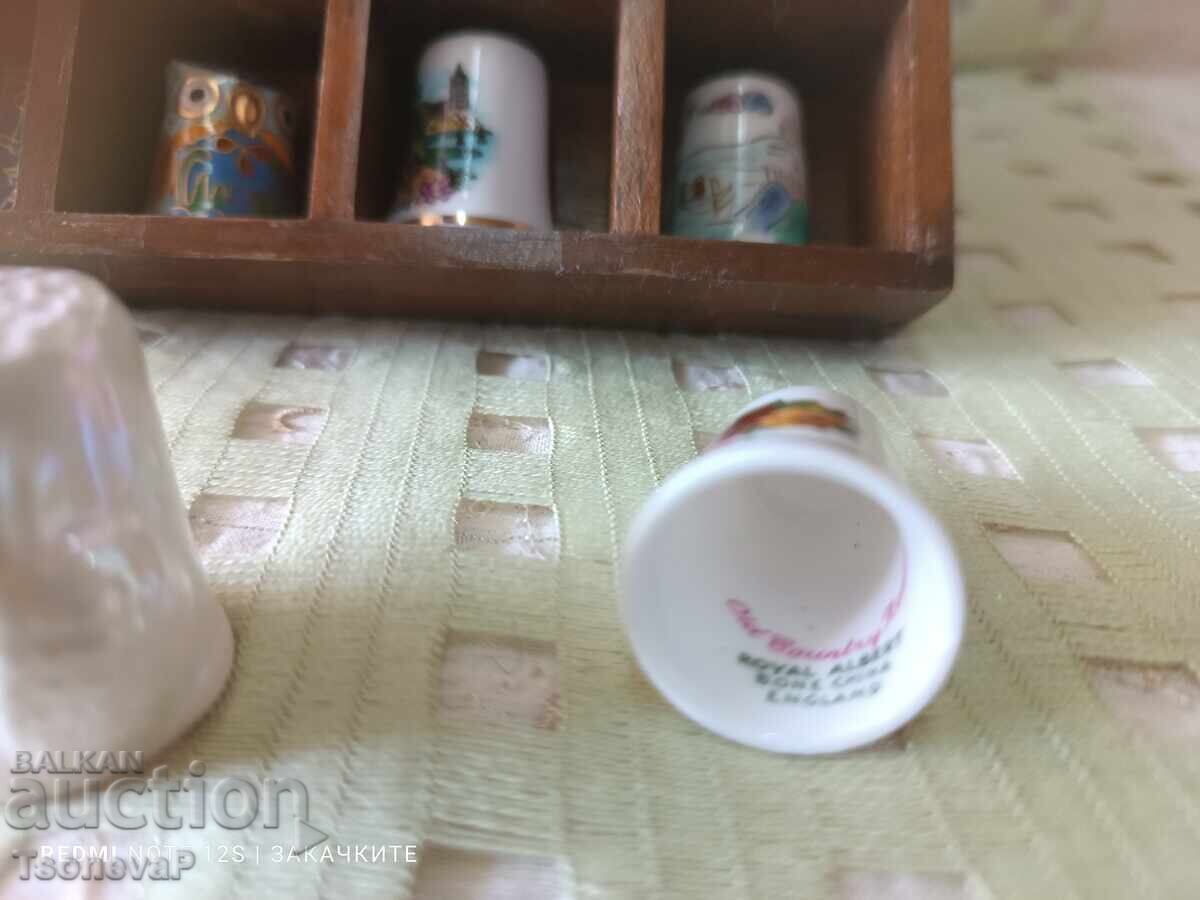 Collection of thimbles with a wooden shelf - 5 Collection of thimbles with a wooden shelf - 5