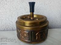 Old bronze ashtray, Soviet, with mechanism