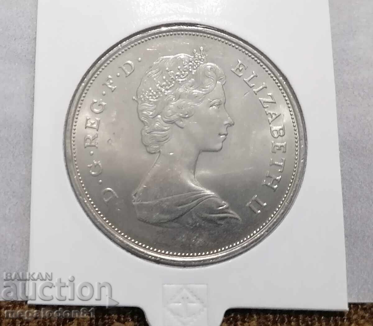 Великобритания - 25 пенса , 1981, сватбата на принц Улилям с цена 10.00 лв. | € 5.11