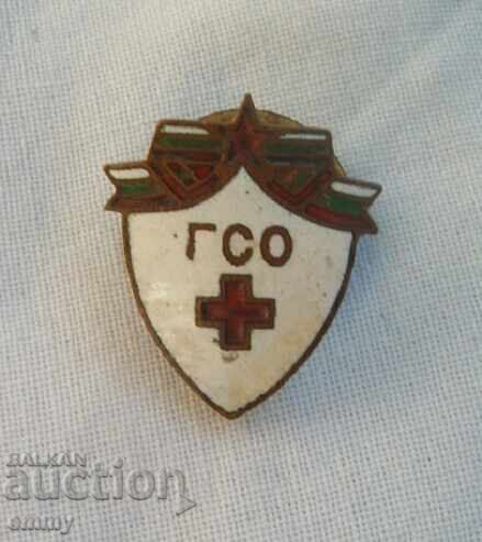 Badge sign - CSO, Ready for Sanitary Defense, on screw. Enamel