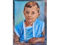 Old painting, portrait of a boy with watercolors