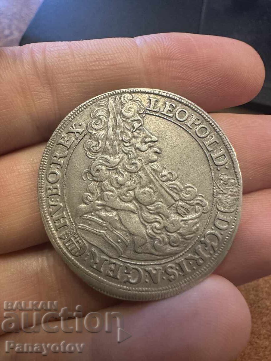 1/2 Thaler Hungary Austria Leopold 1703 Year Rare Silver Original - 6