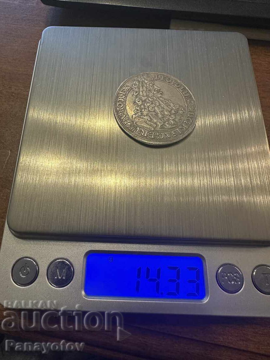 1/2 Thaler Hungary Austria Leopold 1703 Year Rare Silver Original - 7