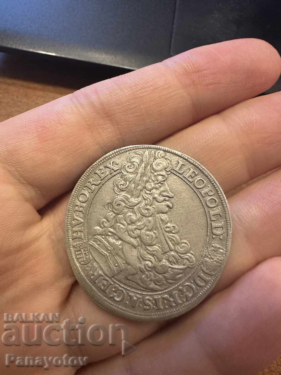 1/2 TALER UNGARIA AUSTRIA LEOPOLD 1703 G. RAR ARGINT ORIGINAL