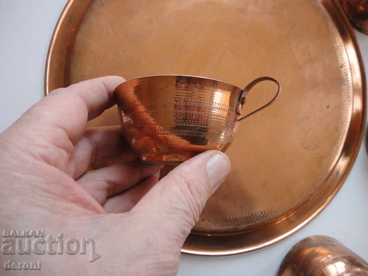 Μέλι χάλκινο σερβίτσιο με δίσκο φλιτζάνια φλιτζάνι - 5