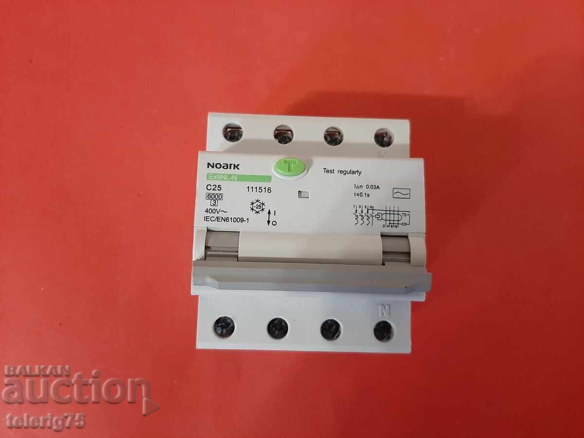 Protecție diferențială combinată trifazată NOARC, 25A, 30mA Protecție diferențială combinată trifazată NOARC, 25A, 30mA