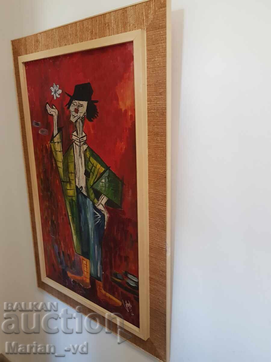 Auction  Old painting of a clown, oil/canvas, 1965, signed