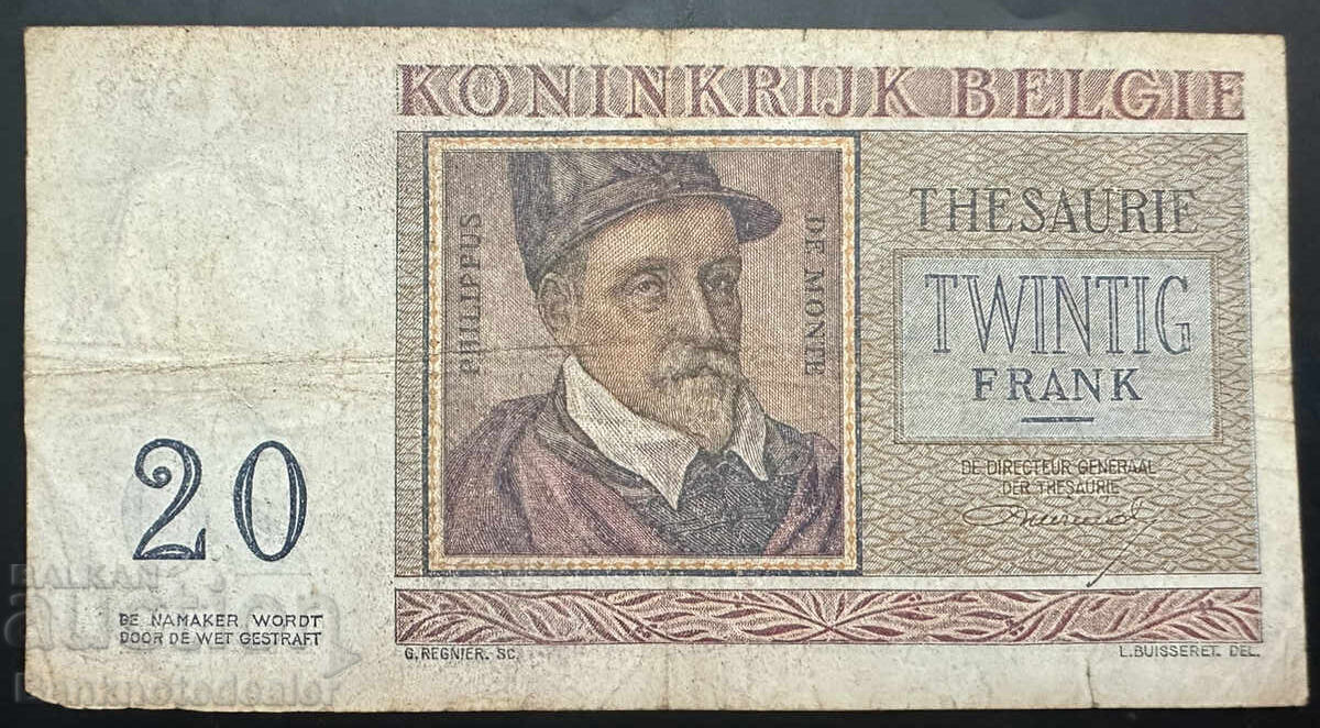 Belgium 20 Francs 1956 Pick 132 Ref 3584