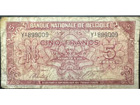 Belgia 5 Franci 1943 Pick 121 Ref 9009