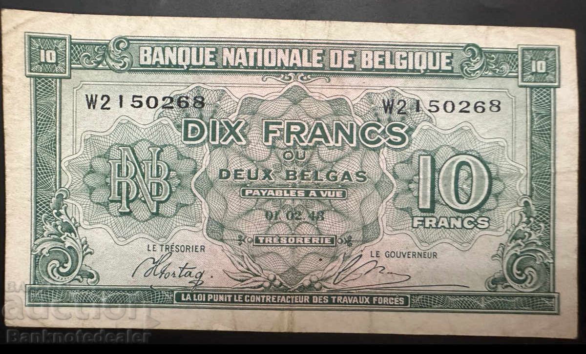 Belgium 10 Francs 1943 Pick 122 Ref 0268 with price 18.00 BGN | € 9.20