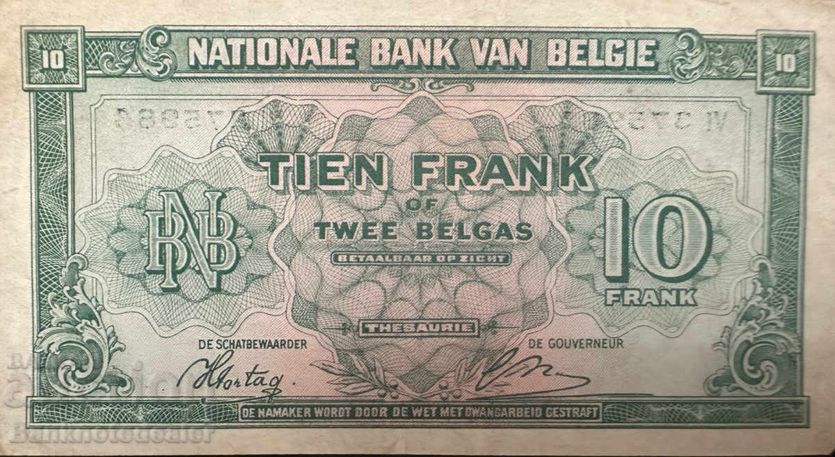 Belgium 10 Francs 1943 Pick 122 Ref 5984 with price 18.00 BGN | € 9.20