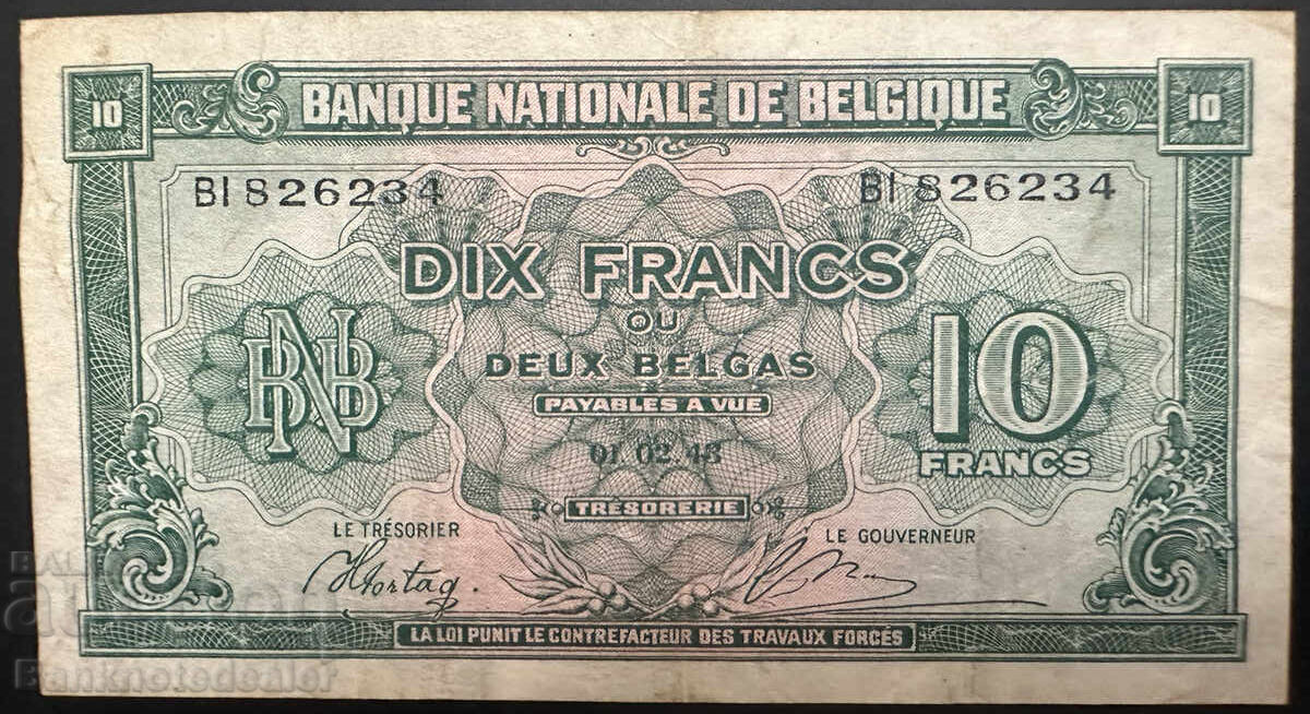 Belgium 10 Francs 1943 Pick 122 Ref 6234 with price 18.00 BGN | € 9.20