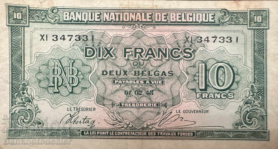 Belgium 10 Francs 1943 Pick 122 Ref 7331 with price 20.00 BGN | € 10.23