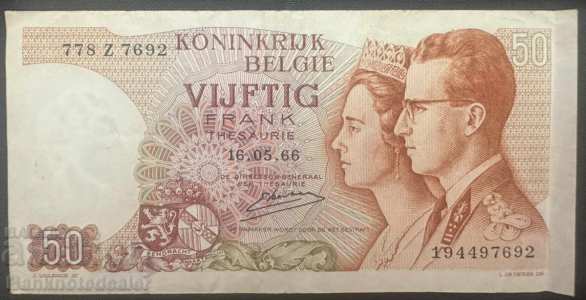 Belgium 50 Francs 1966 Pick 139 Ref 7692