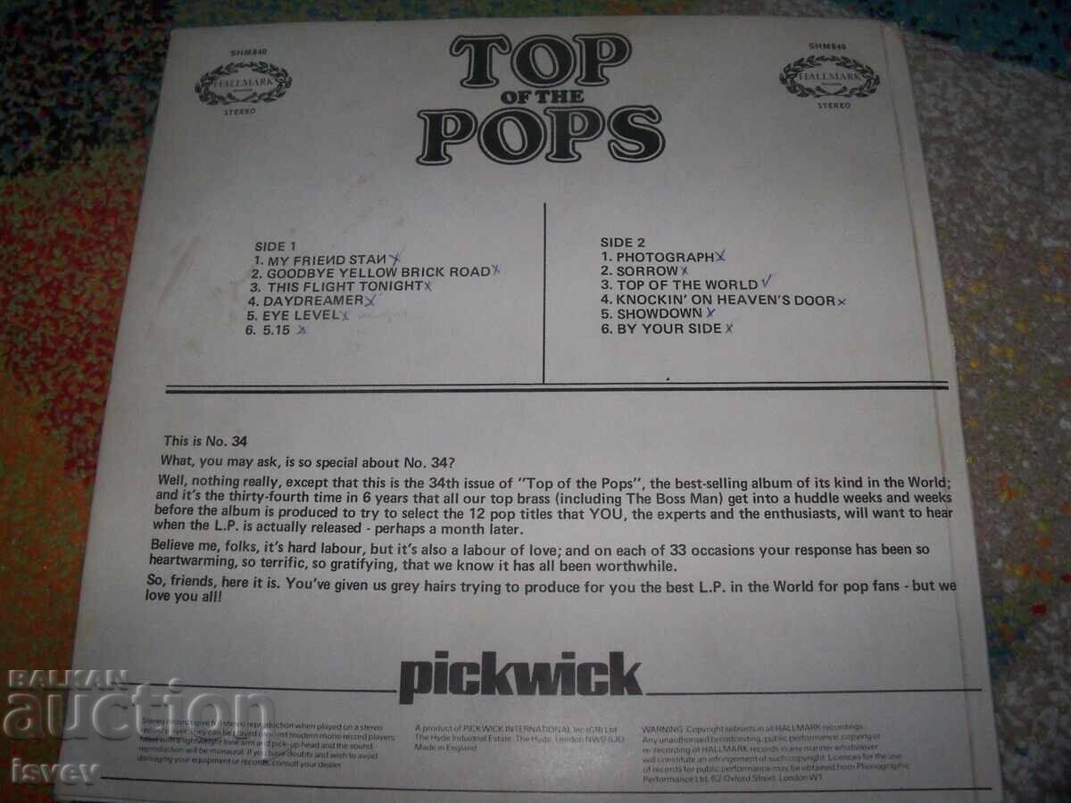 Top Of The Pops Volumul 34. SHM840 cu preț 14.00 BGN | € 7.16