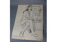 Old Master's drawing pencil portrait woman girl