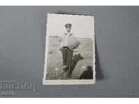 1943 Military Photo: Soldier with Accordion, Boots, Hat