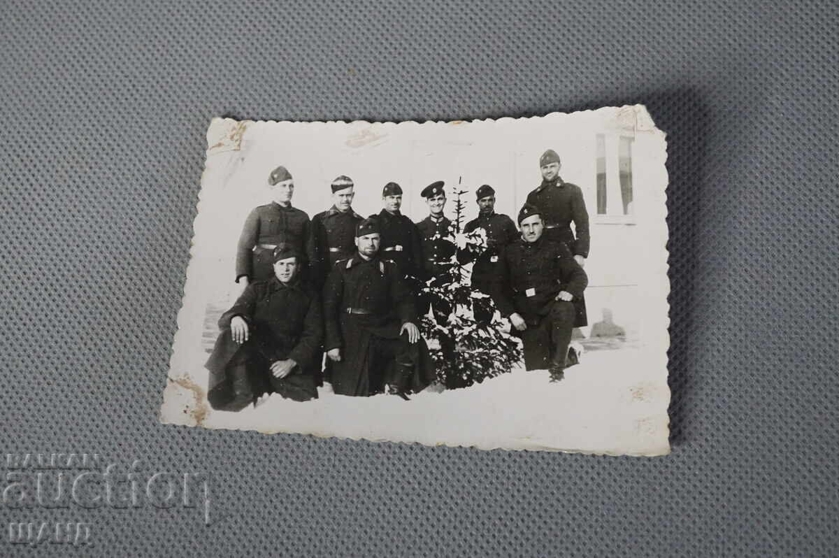 1943 Military Photo of a Group of Soldiers in Uniform at Christmas 1943 Military Photo of a Group of Soldiers in Uniform at Christmas