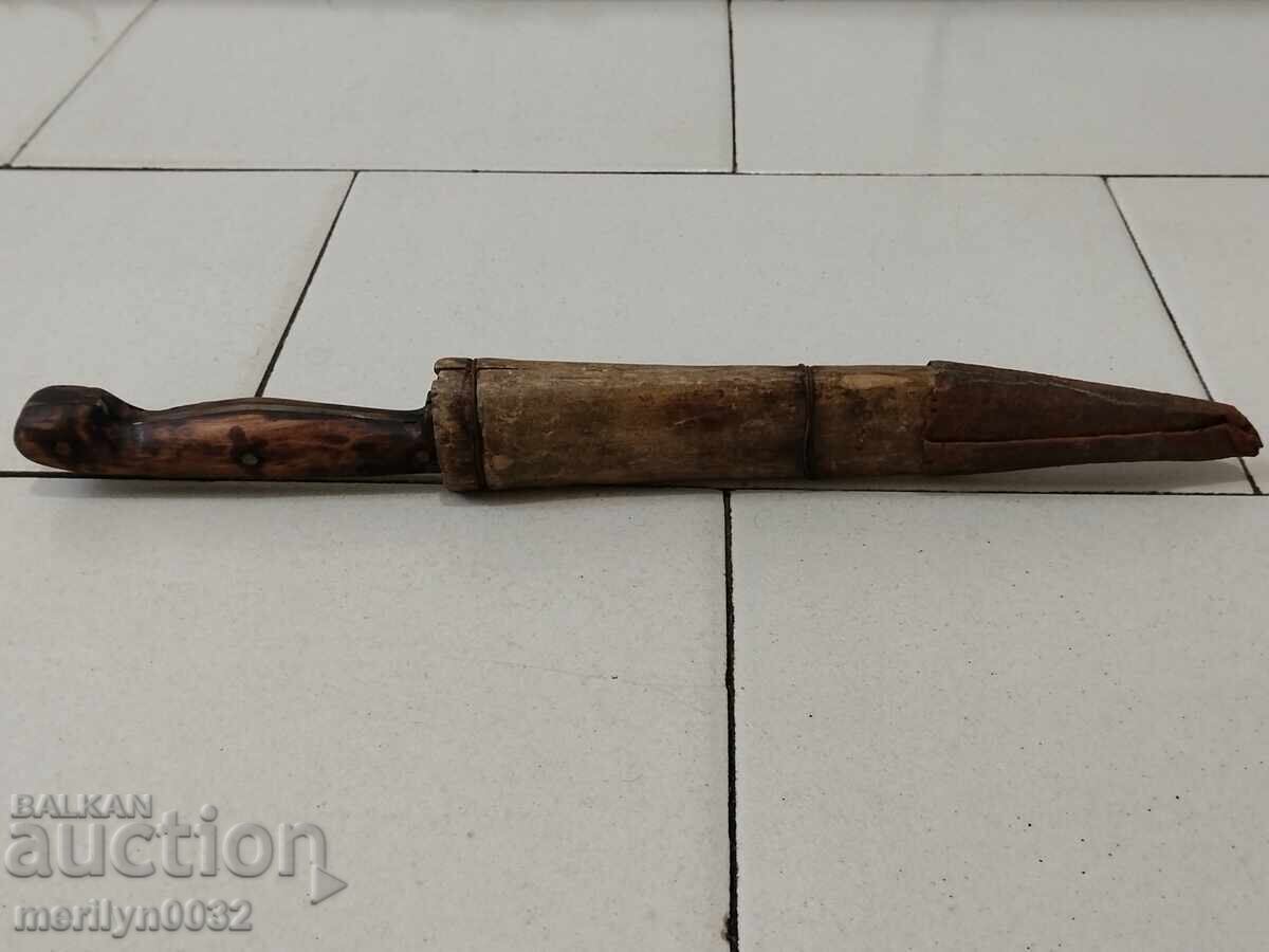 Доставка на Овчарски нож с кания чирени от биволски рог острие гравюри