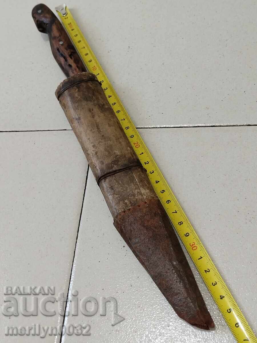 Овчарски нож с кания чирени от биволски рог острие гравюри - 5