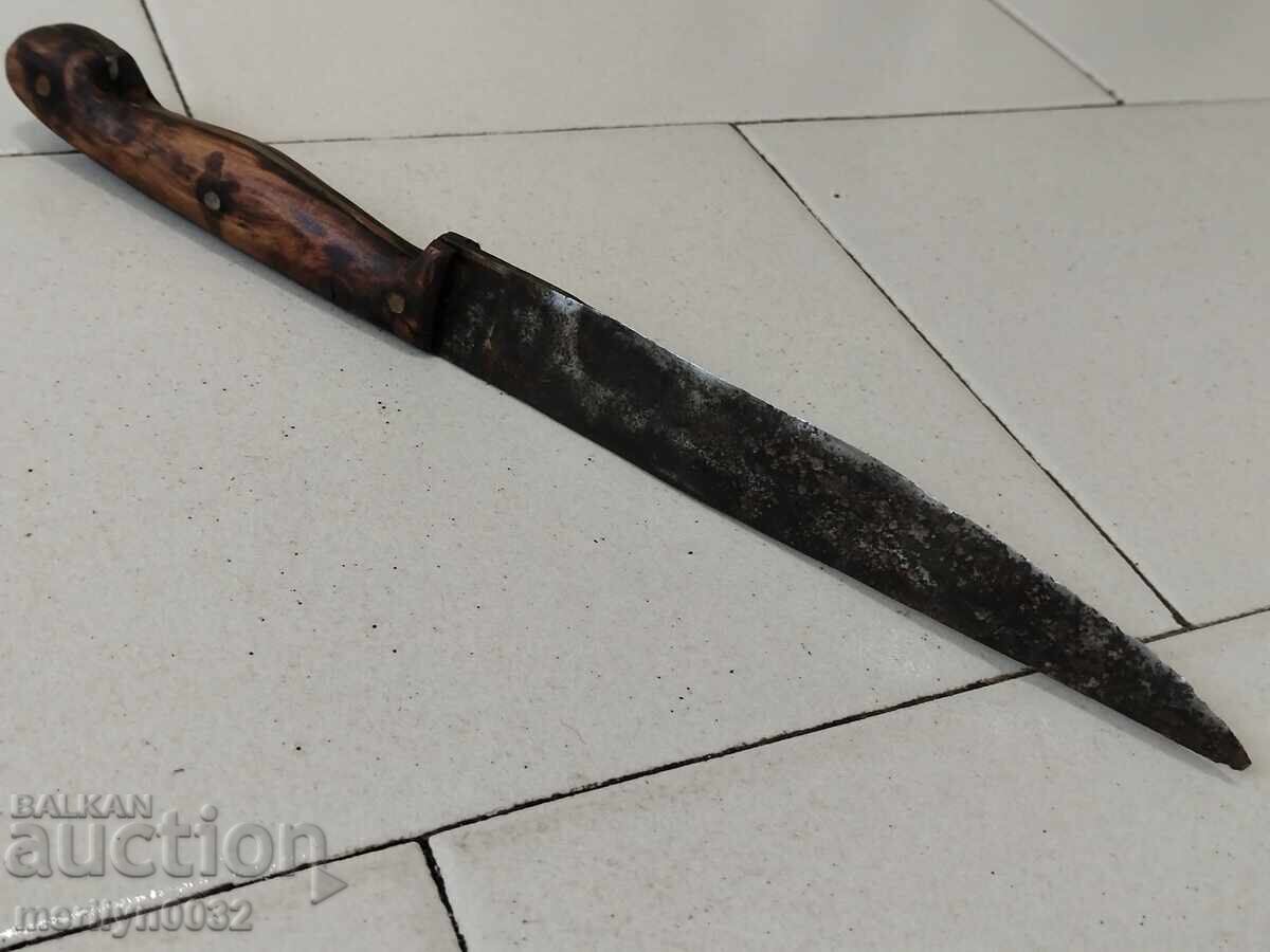 Овчарски нож с кания чирени от биволски рог острие гравюри - 7