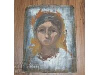 Παλιά Διπλή Ελαιογραφία Μαστόρων Πορτρέτο Γυναικών