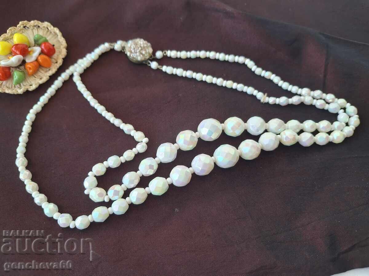 Δημοπρασία Vintage διπλό κολιέ από τσέχικους κρυστάλλους και καρφίτσα