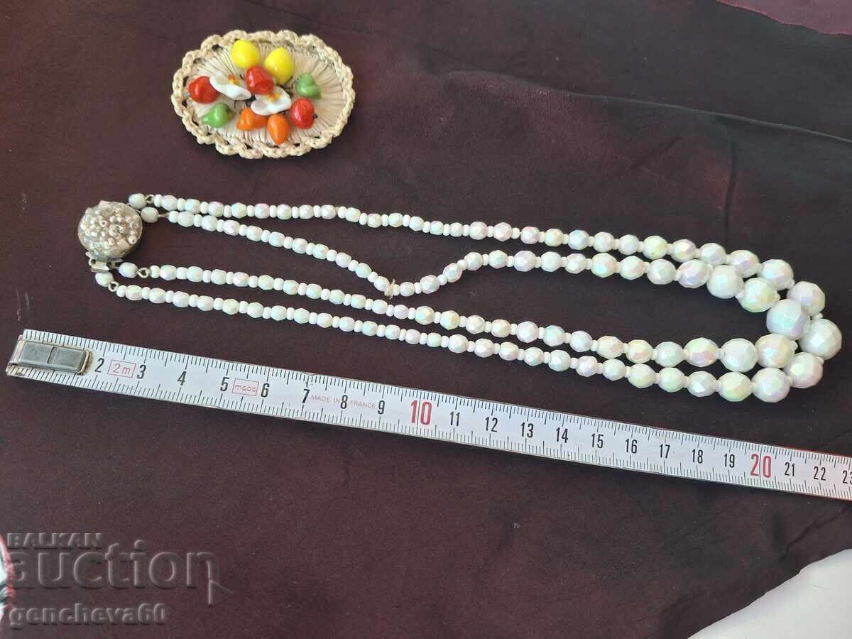 Colier dublu VINTAGE cu cristale cehești și broșă - 5