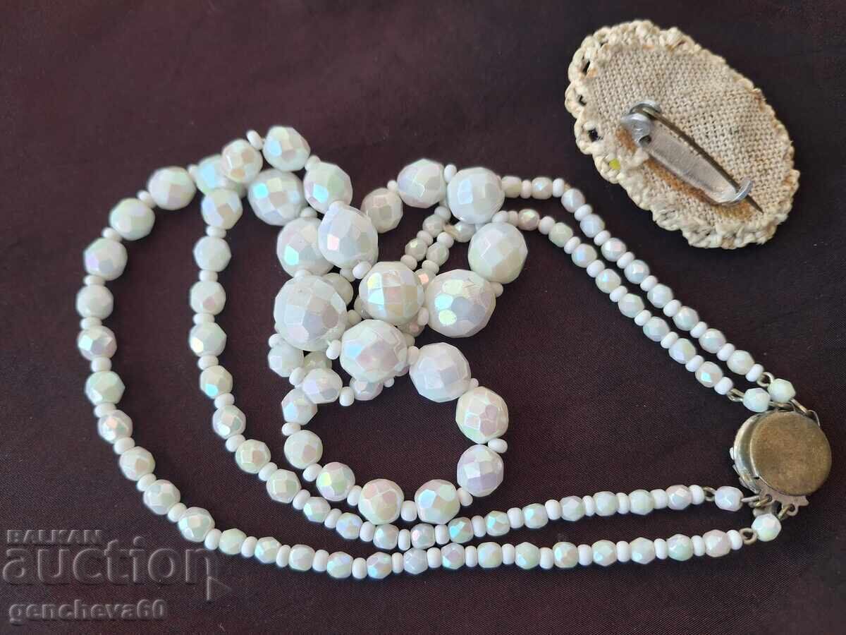 Colier dublu VINTAGE cu cristale cehești și broșă - 6