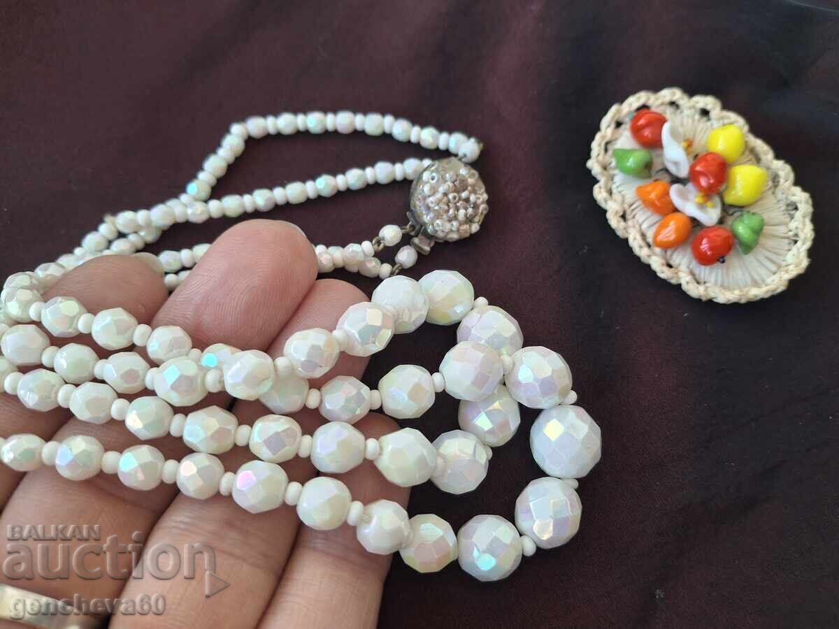 Colier dublu VINTAGE cu cristale cehești și broșă - 7