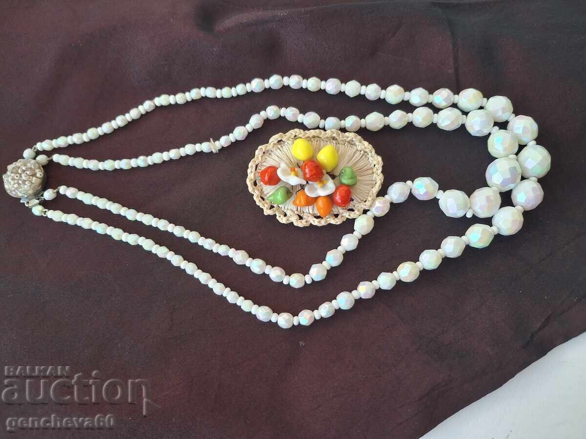 Colier dublu din cristale cehe și broșă