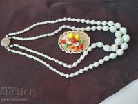 Colier dublu din cristale cehe și broșă