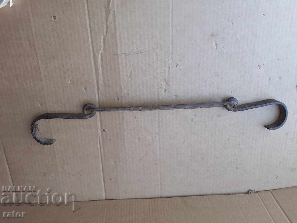 Old wrought iron fireplace chain, sturdy