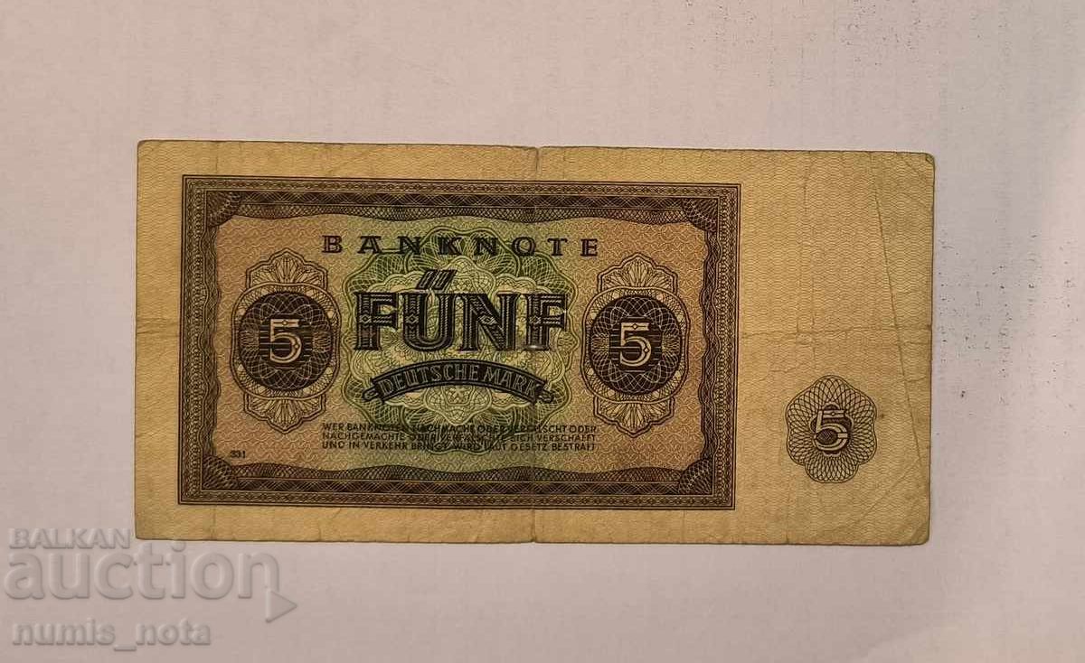 Germania RDG 5 mărci 1948 cu preț 20.00 BGN | € 10.23