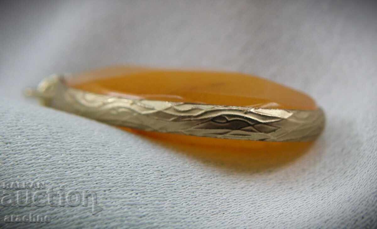 Medalion mare placat cu aur, cu granat hessonit - 5