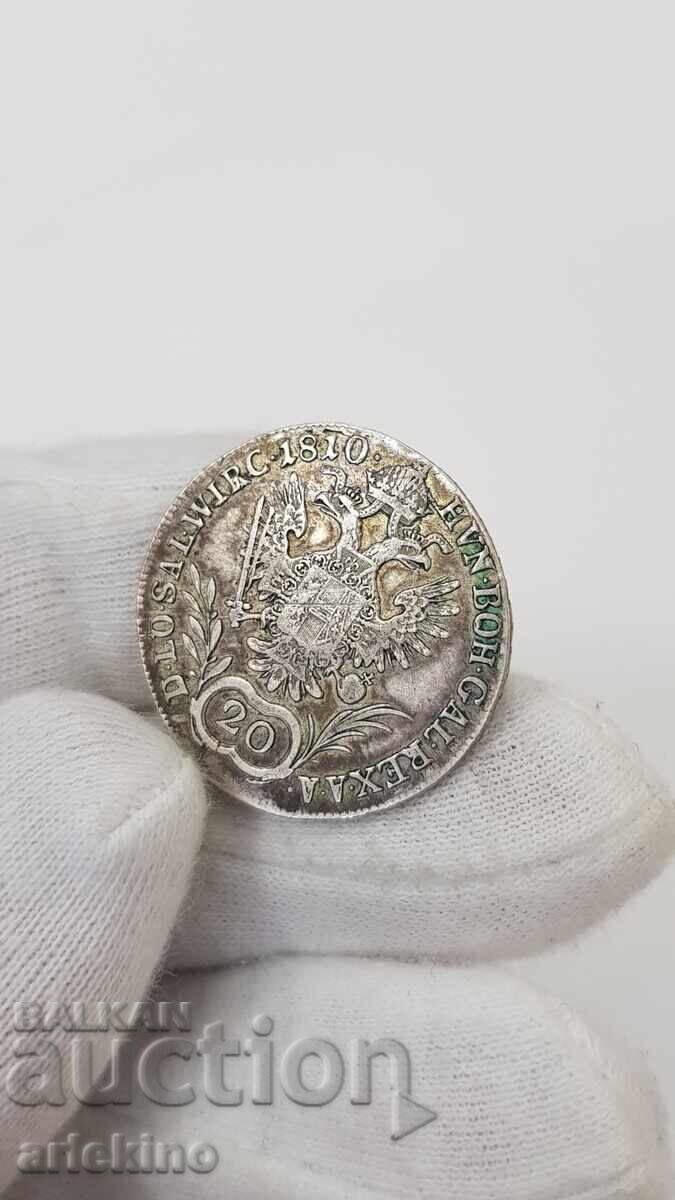 Delivery of Rare Austrian Silver Coin 20 Kreuzer 1810