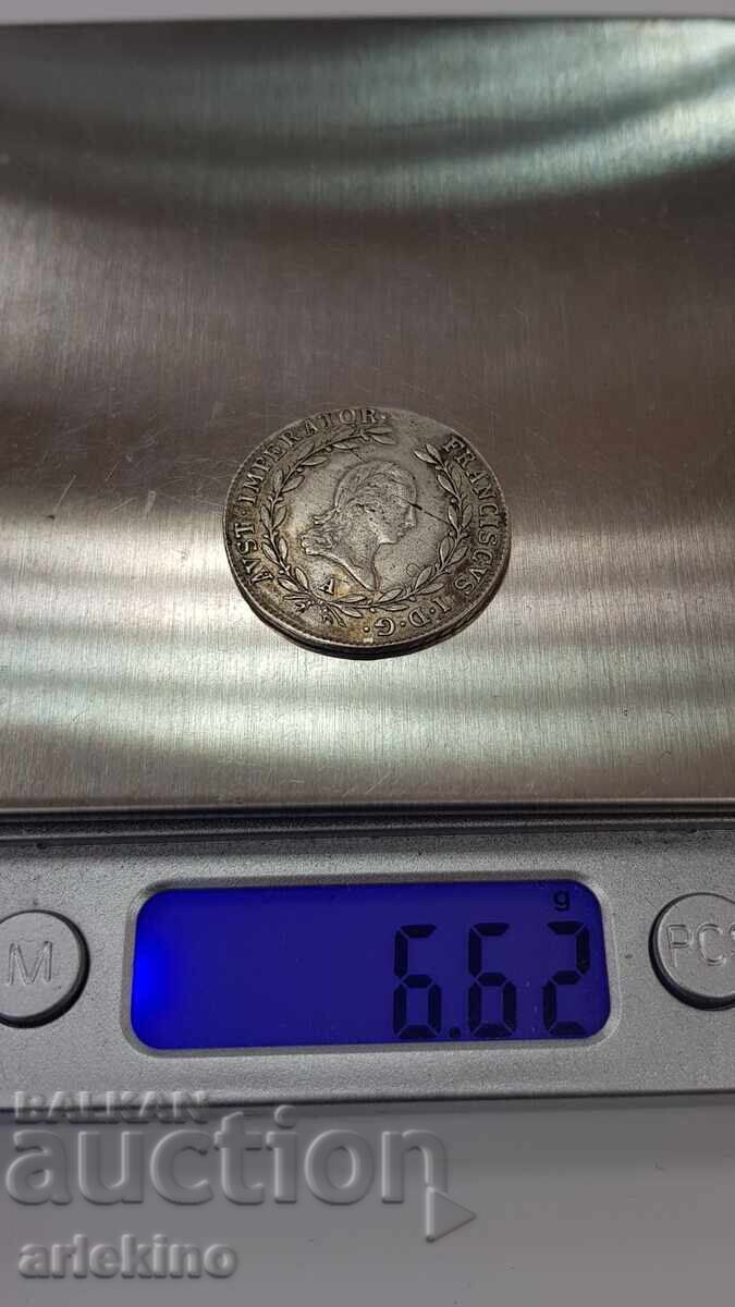 Rare Austrian Silver Coin 20 Kreuzer 1810 - 7