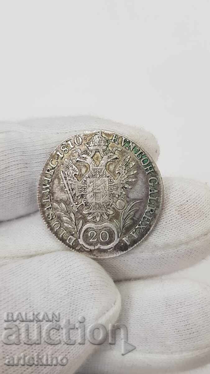 Rare Austrian Silver Coin 20 Kreuzer 1810
