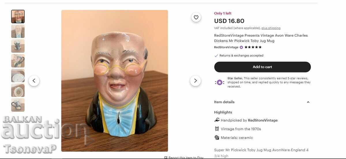 Porcelain jug Character Jugs, Face Jugs - Mr. Pickwick - 7 Porcelain jug Character Jugs, Face Jugs - Mr. Pickwick - 7