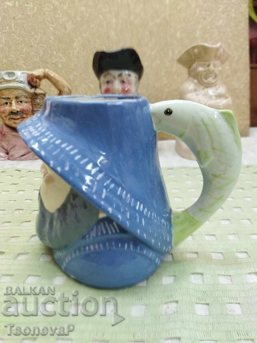 Δημοπρασία Πορσελάνινη κανάτα Character Jugs, Face Jugs - Ψαράς Δημοπρασία Πορσελάνινη κανάτα Character Jugs, Face Jugs - Ψαράς