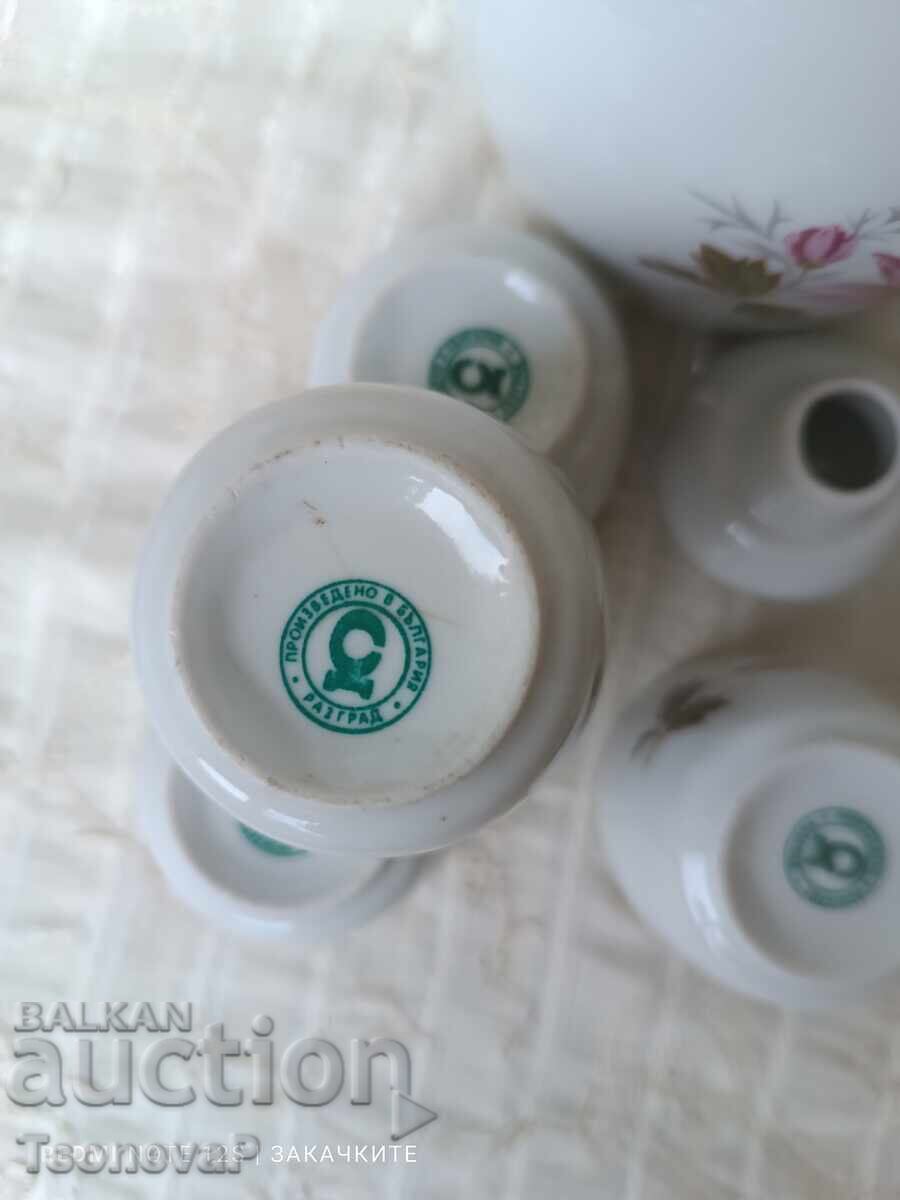 Bulgarian porcelain rakia set with bottle - 5 Bulgarian porcelain rakia set with bottle - 5