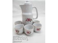 Bulgarian porcelain rakia set with a jug