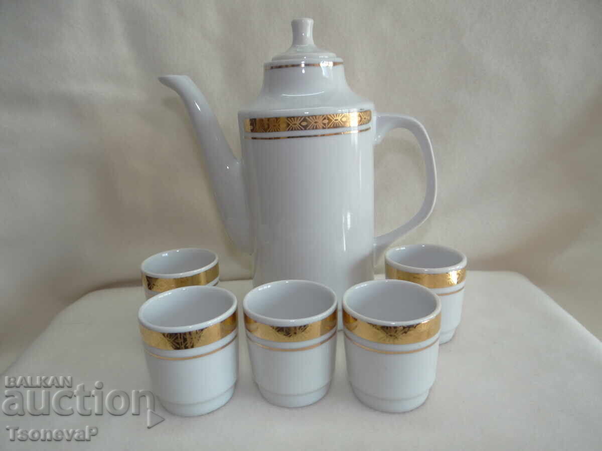 Bulgarian porcelain rakia set with a jug Bulgarian porcelain rakia set with a jug