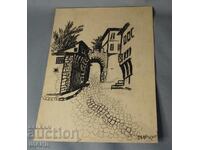 Desen vechi de maestru, case vechi, semnat