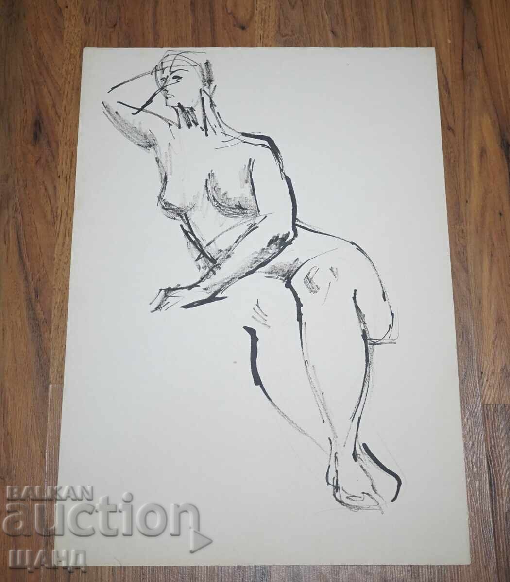 Παλιό μολύβι με σχέδιο Μάστερ, ερωτικό γυμνό σώμα