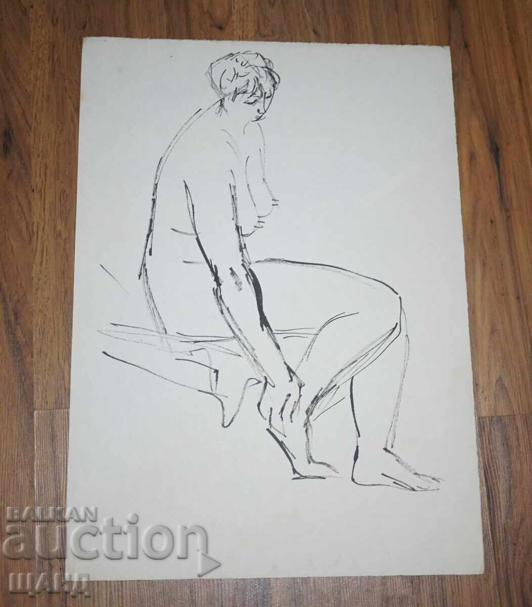 Стара Майсторска рисунка молив еротика голо тяло