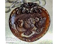 Antique Chinese Jade Pendant/Amulet for Love and Fidelity