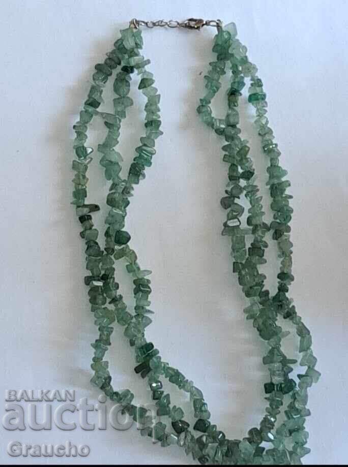 Auction  Three-strand necklace of green aventurine