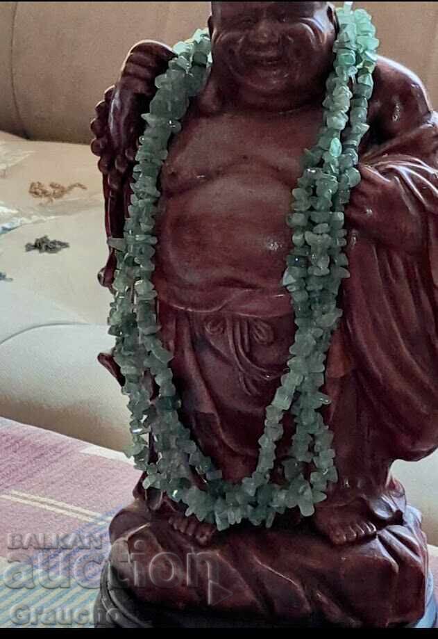 Three-strand necklace of green aventurine